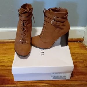 Brown lace up booties